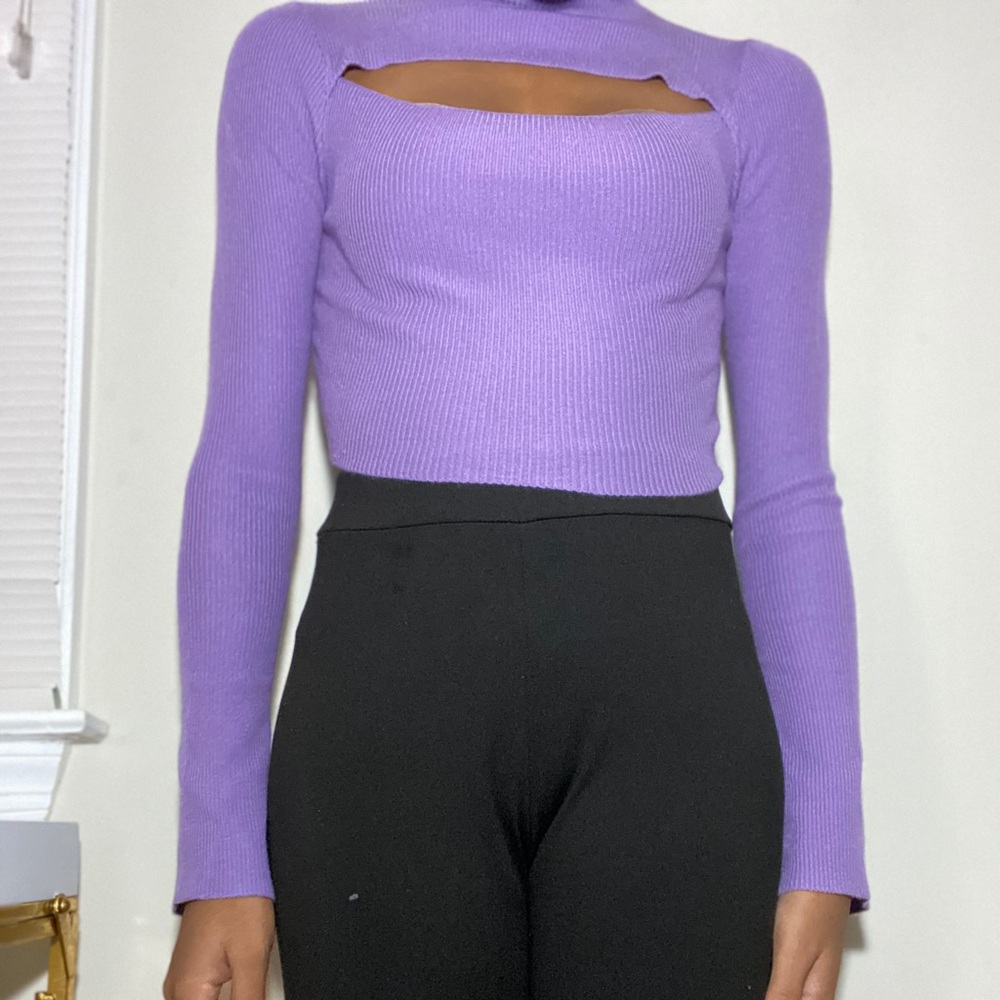 Purple Slit Sweater